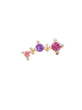 14K Solid Gold Rhodolite Amethyst Pink Tourmaline Ear Climber